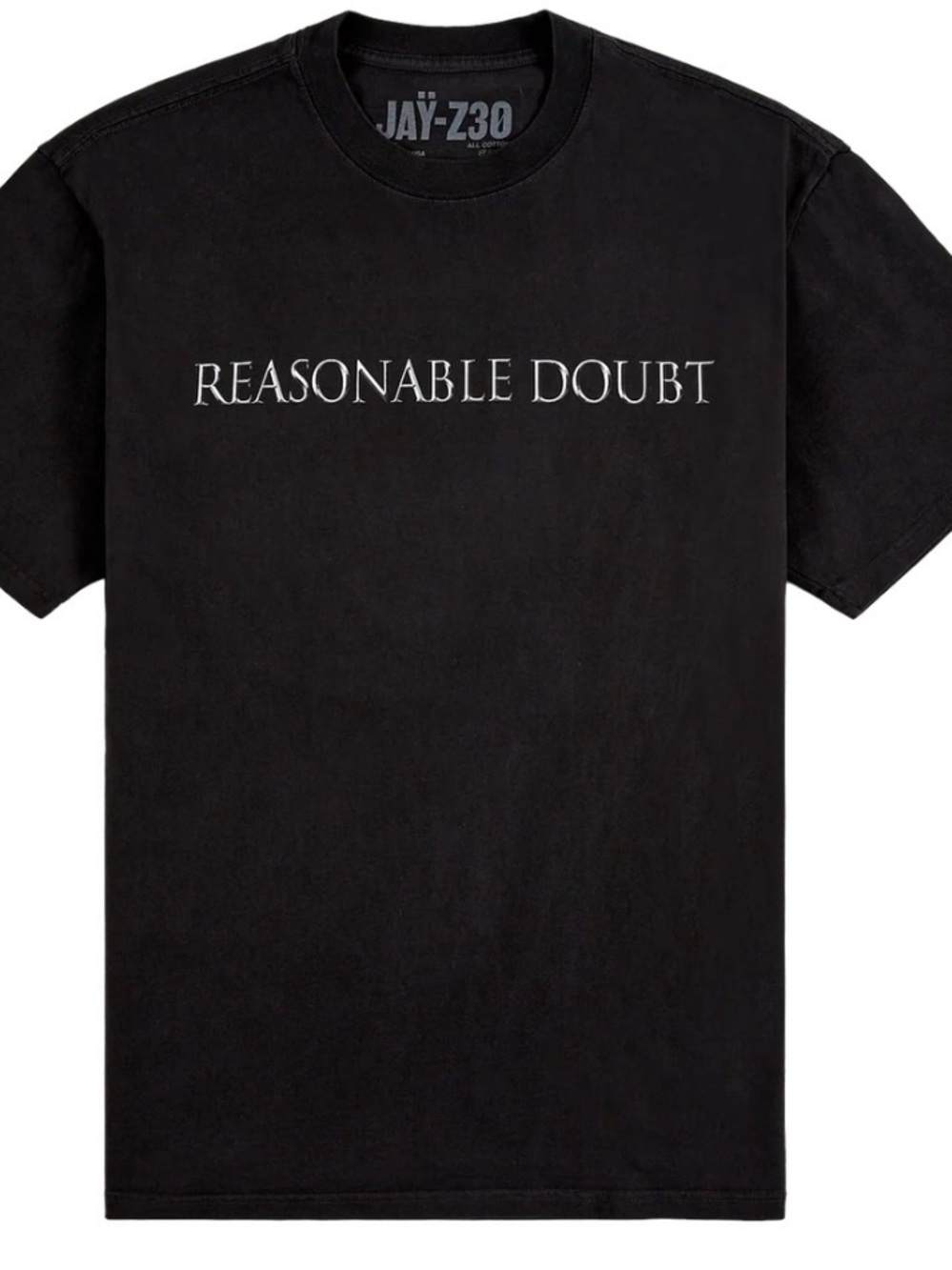 'Reasonable Doubt' Black Short Sleeve Crewneck Tee